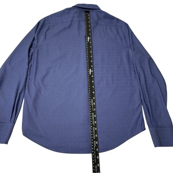 Twillory Untuck(able) Men’s Sz M Blue Geometric Button‑Down Shirt Preppy - Picture 5 of 10